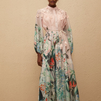 Delphine Green Floral Print Maxi Dress