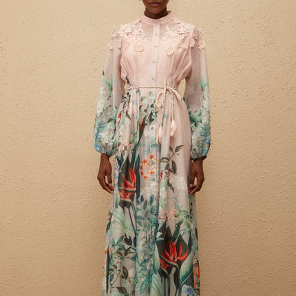 Delphine Green Floral Print Maxi Dress