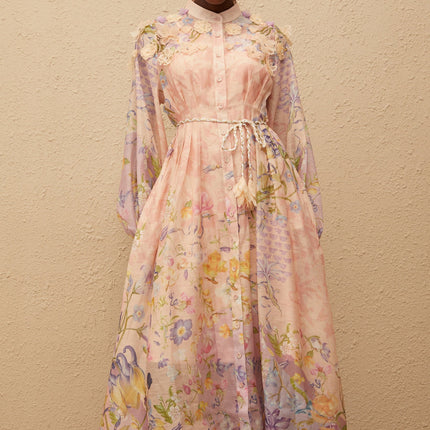 Delphine Pink Floral Print Maxi Dress