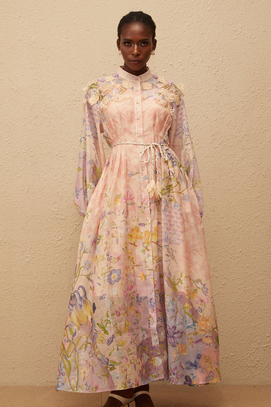 Delphine Pink Floral Print Maxi Dress