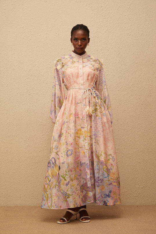 Delphine Pink Floral Print Maxi Dress
