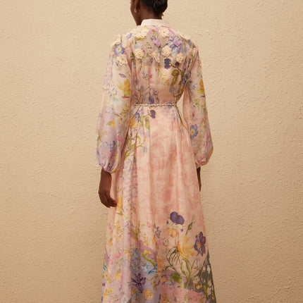 Delphine Pink Floral Print Maxi Dress
