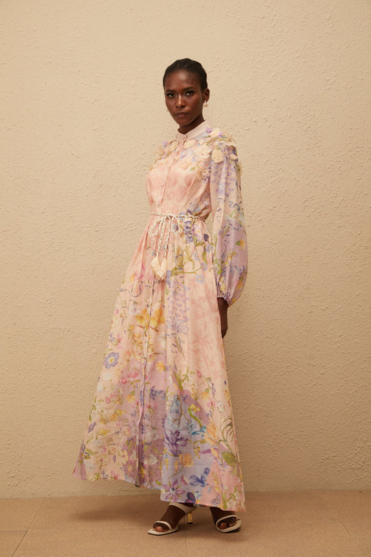 Delphine Pink Floral Print Maxi Dress