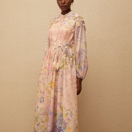 Delphine Pink Floral Print Maxi Dress