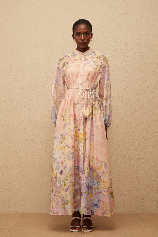 Delphine Pink Floral Print Maxi Dress