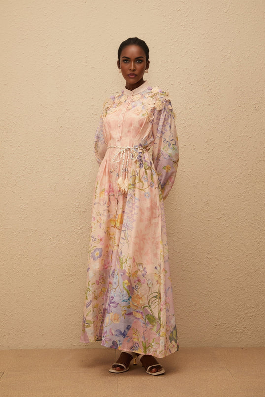 Delphine Pink Floral Print Maxi Dress