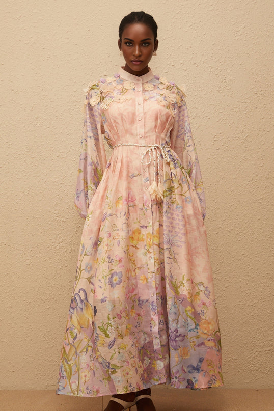 Delphine Pink Floral Print Maxi Dress