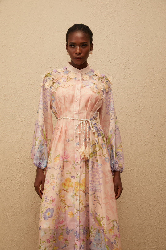 Delphine Pink Floral Print Maxi Dress