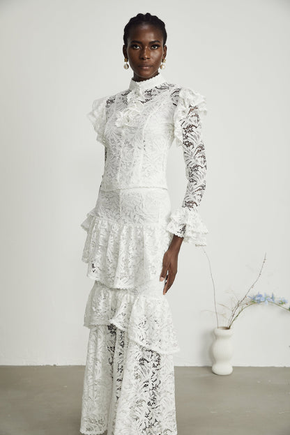 Delphine ruffled cutout top  skirt matching set