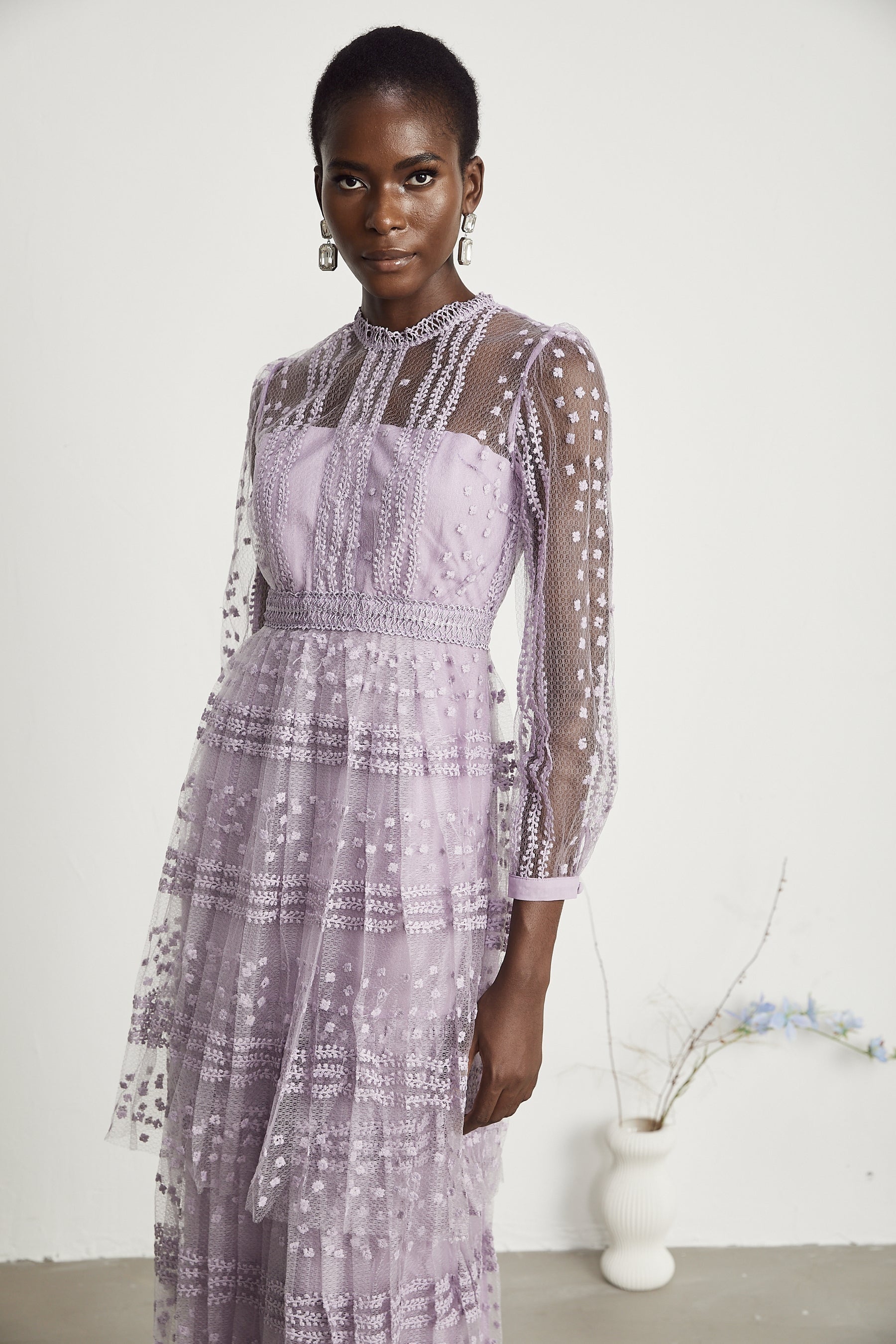 Delphine semisheer layered midi dress