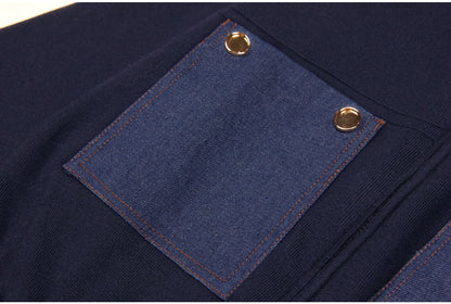 Denim - Pocket Bomber Jacket with Smocked Details - Blue