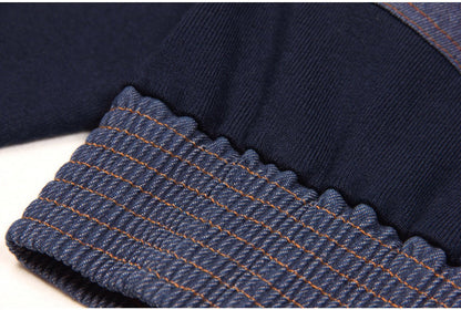 Denim - Pocket Bomber Jacket with Smocked Details - Blue