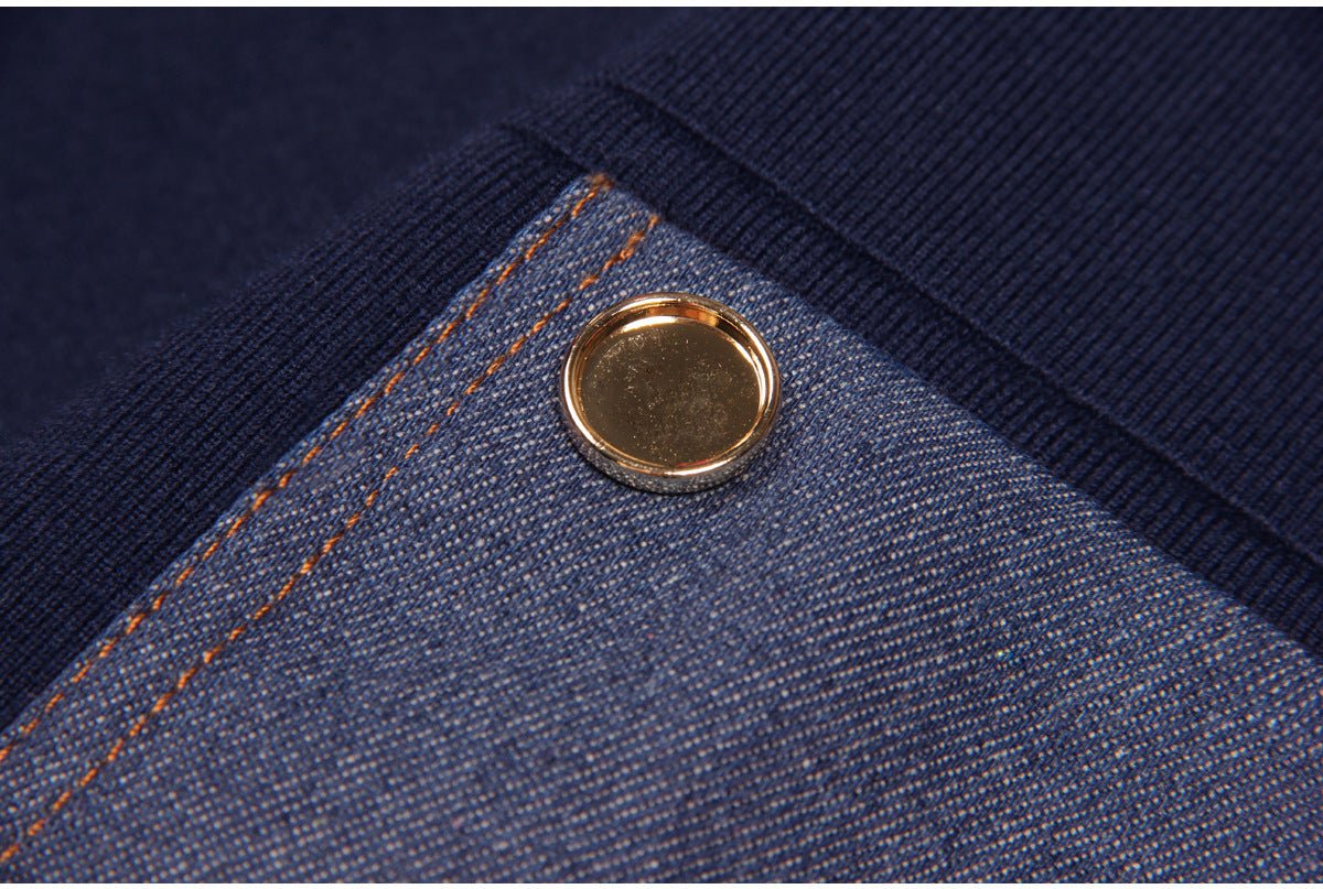 Denim - Pocket Bomber Jacket with Smocked Details - Blue