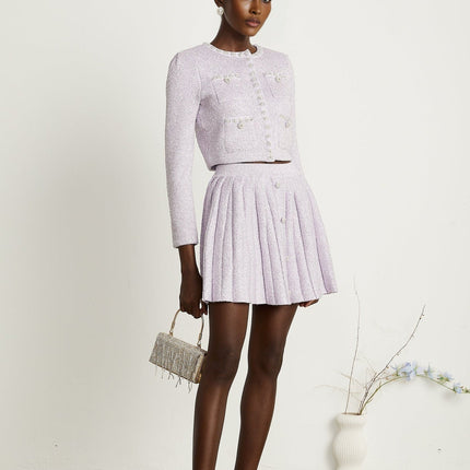 Denise Purple Sequin Glam Set Jacket Skirt Ensemble
