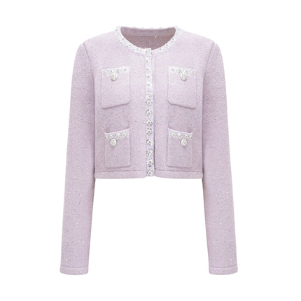 Denise Purple Sequin Glam Set Jacket Skirt Ensemble