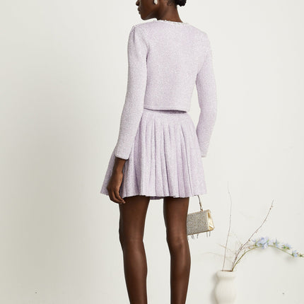 Denise Sequin Glam Purple Jacket Skirt Set
