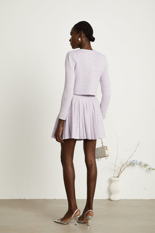 Denise Sequin Glam Purple Jacket Skirt Set