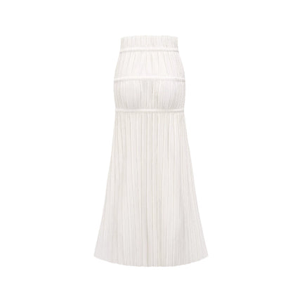 Denise White Fully Pleated High-rise Maxi Skirt