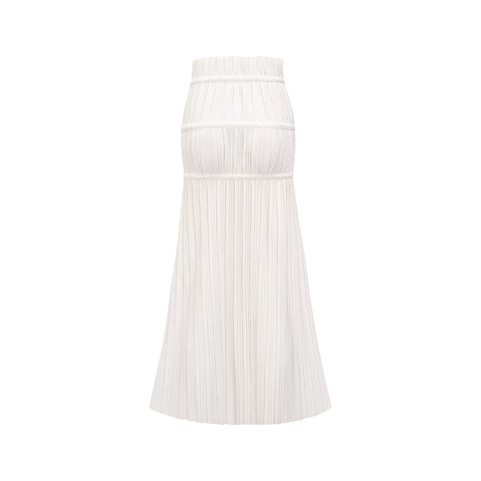 Denise White Fully Pleated High-rise Maxi Skirt