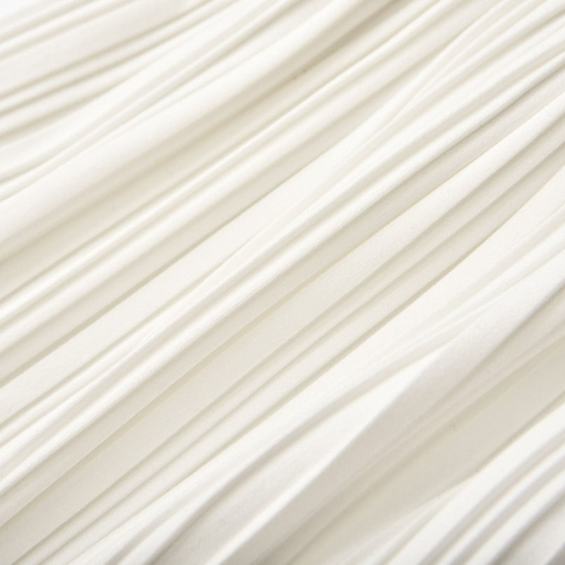 Denise White Fully Pleated High-rise Maxi Skirt 100% Terylene fiber elegance sophistication grace