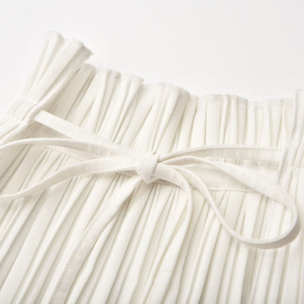 Denise White Fully Pleated High-rise Maxi Skirt premium Terylene fiber elegance sophistication