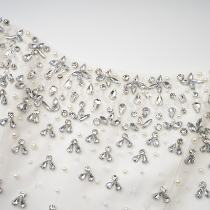 Denise White Pearl Crystal Embellished Midi Dress