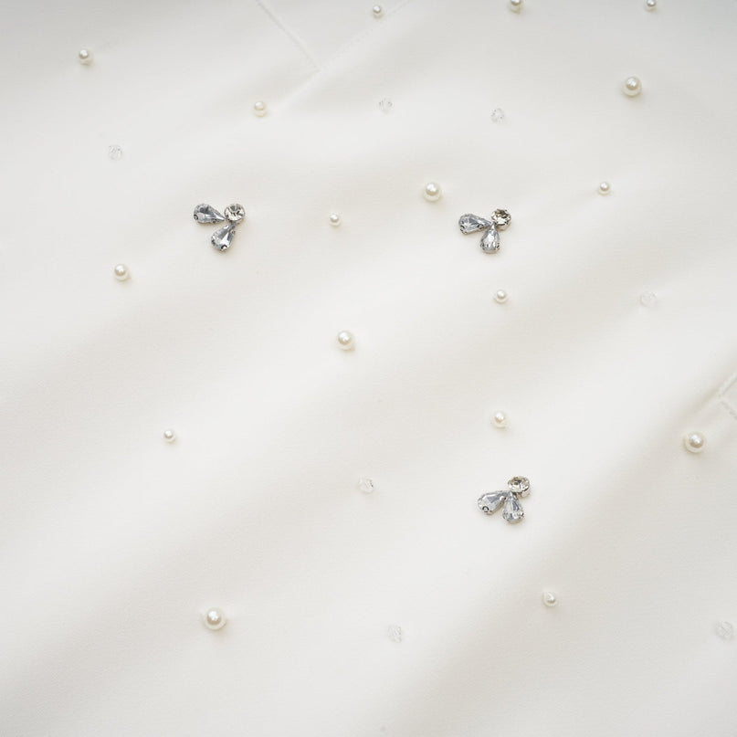 Denise White Pearl Crystal Midi Dress