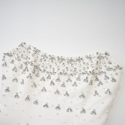 Denise White Pearl Crystal Midi Dress