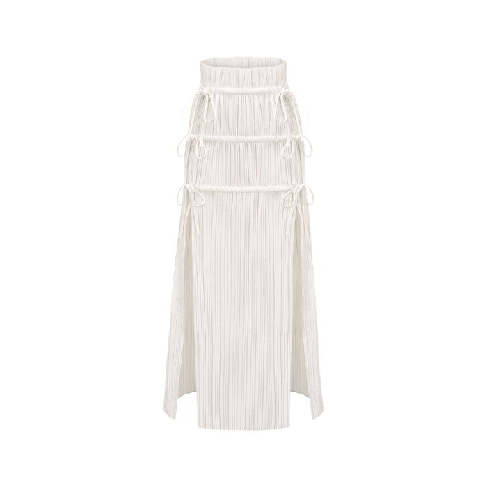 Denise White Pleated Maxi Skirt
