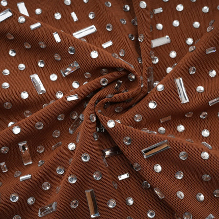 Désirée Brown Halter Neck Maxi Dress With Crystal Embellishment