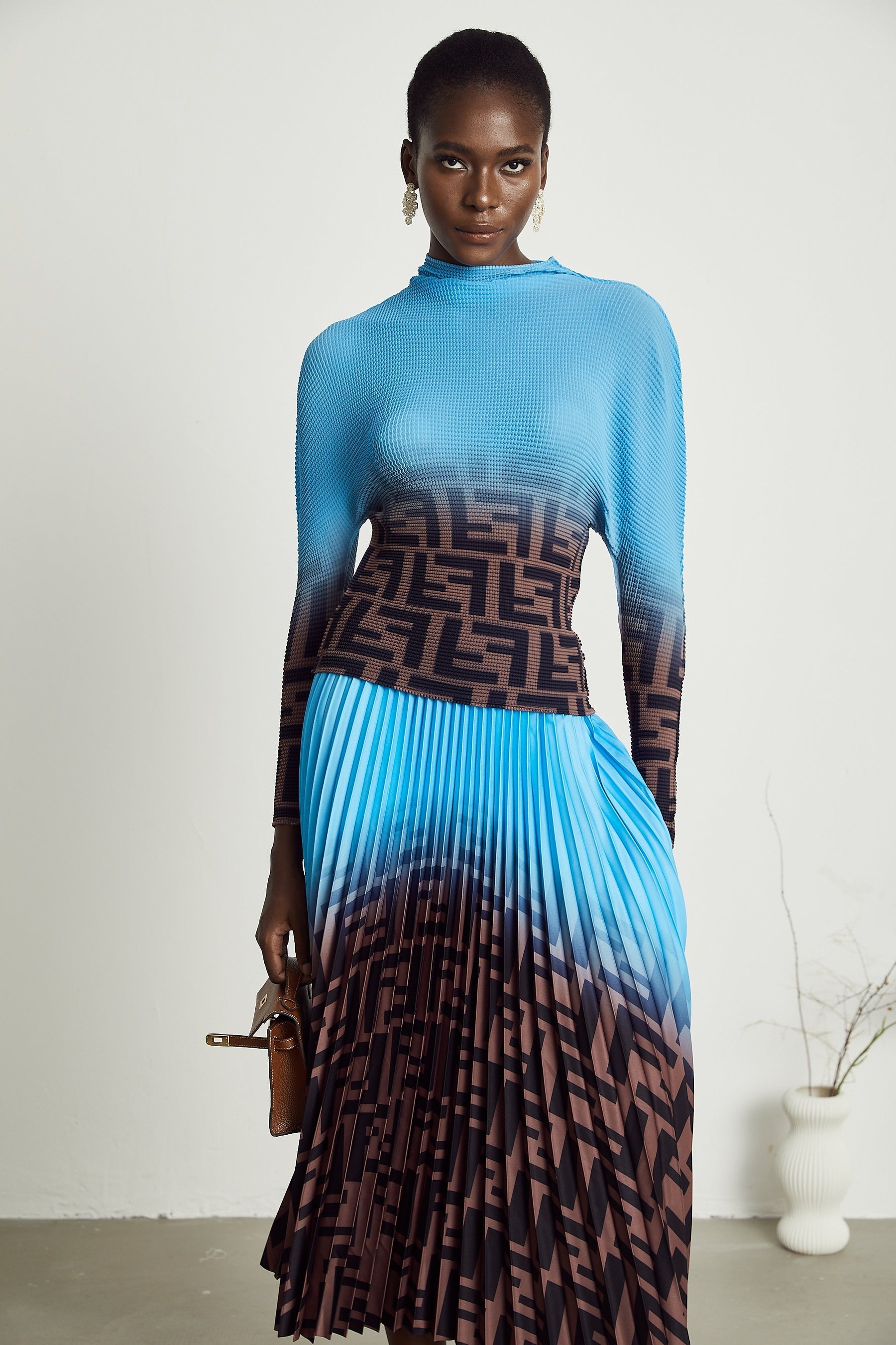 Désirée colorblock pleated top  skirt matching set