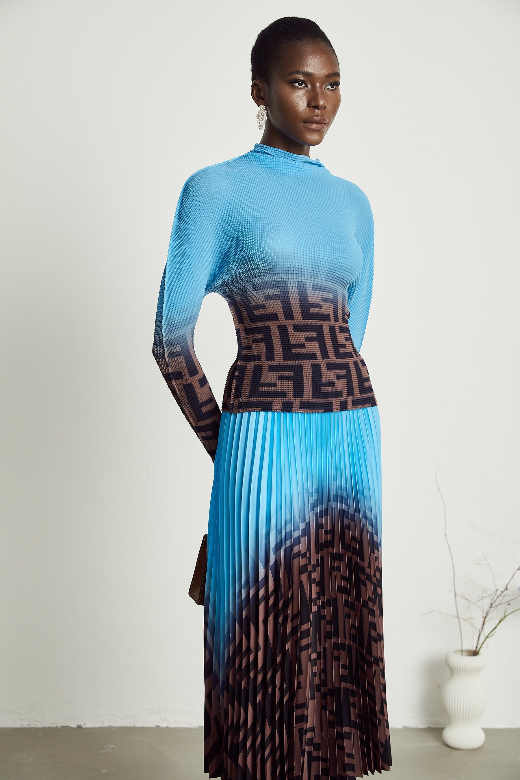 Désirée colorblock pleated top  skirt matching set