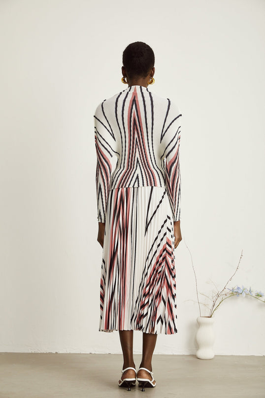 Désirée lineprint stretch top  skirt matching set