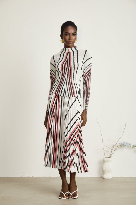 Désirée lineprint stretch top  skirt matching set