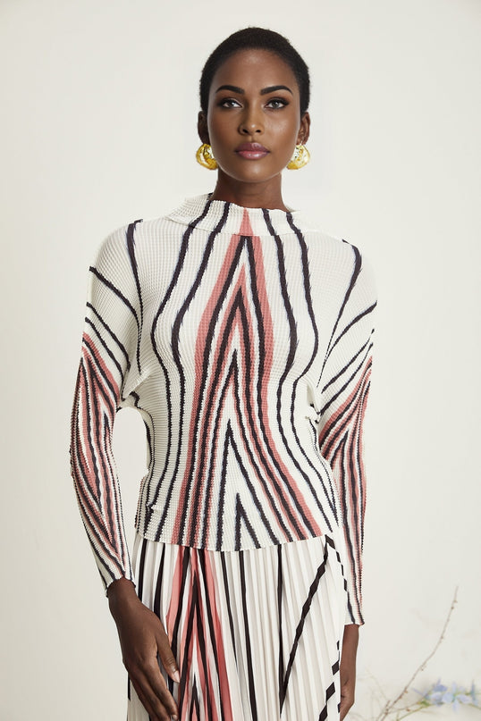 Désirée lineprint stretch top  skirt matching set