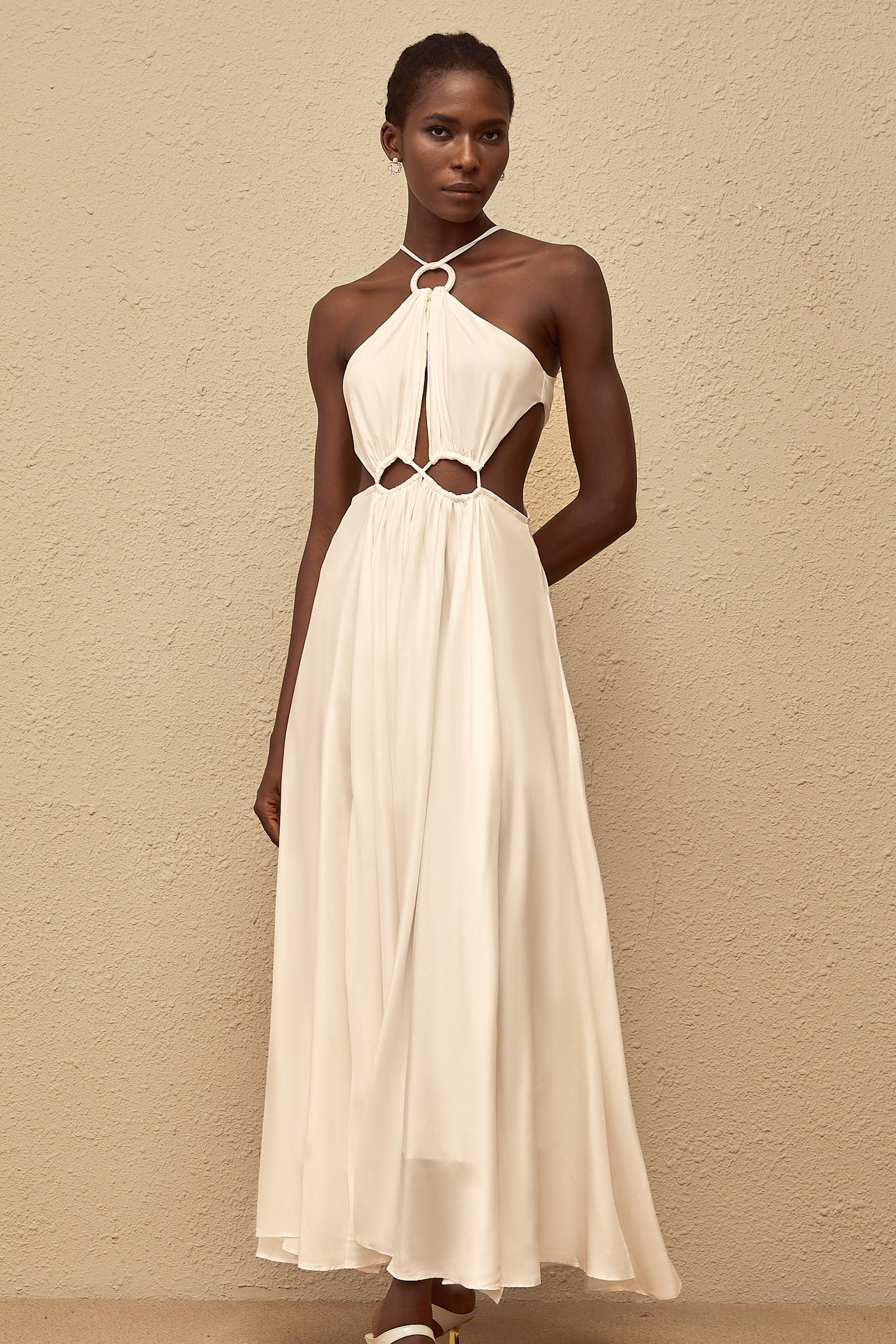 Despoina White Bohemian Style Maxi Dress