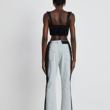 Diana Blue Black Denim Stretch Jersey Top
