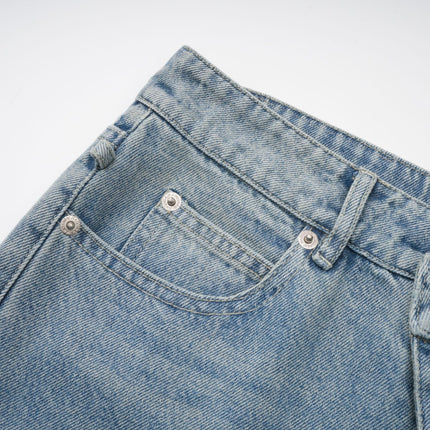 Diana Light Blue Denim Jeans with Strap Detailing and Whiskering Effect