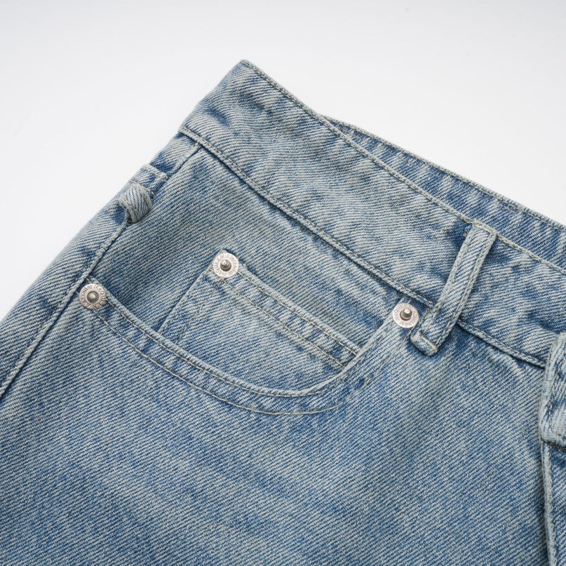 Diana Light Blue Denim Jeans with Strap Detailing and Whiskering Effect
