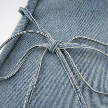 Diana Light Blue Denim Jeans with Strap Detailing and Whiskering Effect