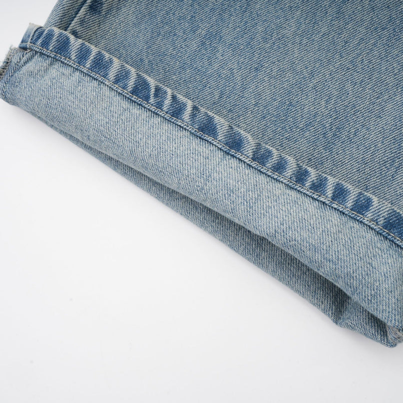Diana Light Blue Denim Jeans with Strap Detailing and Whiskering Effect