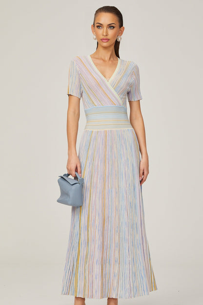 Diane contrastcolor pinstripe ribknit midi dress