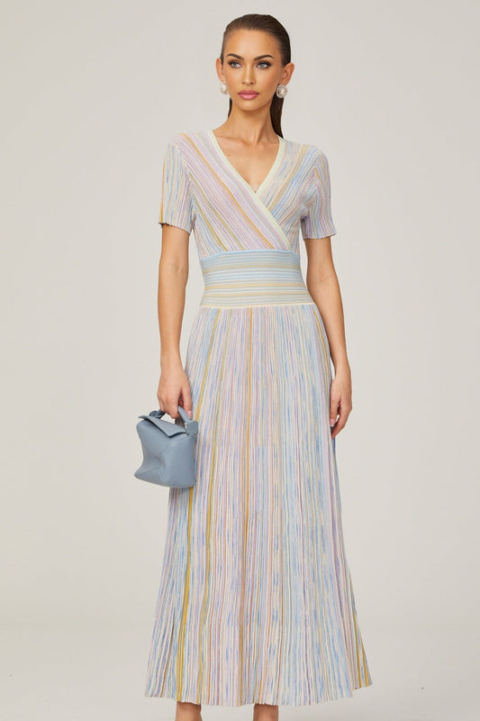 Diane contrastcolor pinstripe ribknit midi dress