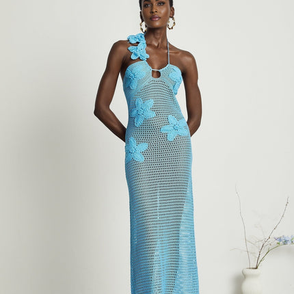 Diane crochet fauxflower embellished maxi dress