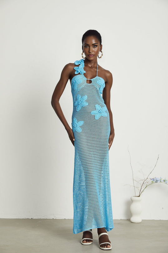 Diane crochet fauxflower embellished maxi dress