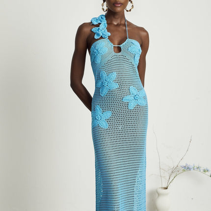 Diane crochet fauxflower embellished maxi dress