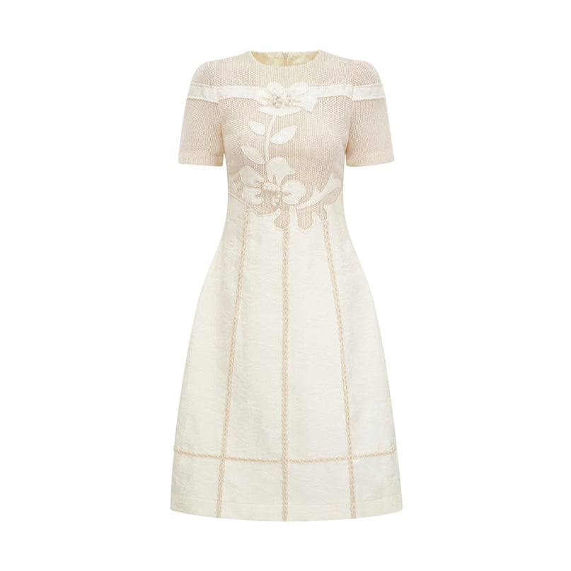 Diane floral embroidered openwork midi dress