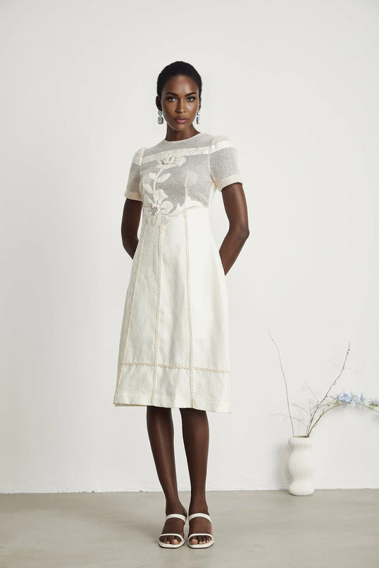 Diane floral embroidered openwork midi dress