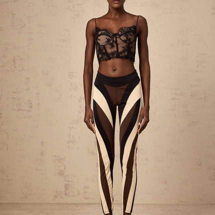 Diane Multicolor High Waisted Panel Leggings Terylene Elastane Blend
