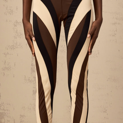 Diane Multicolor High-waisted Panel Leggings Terylene Elastane